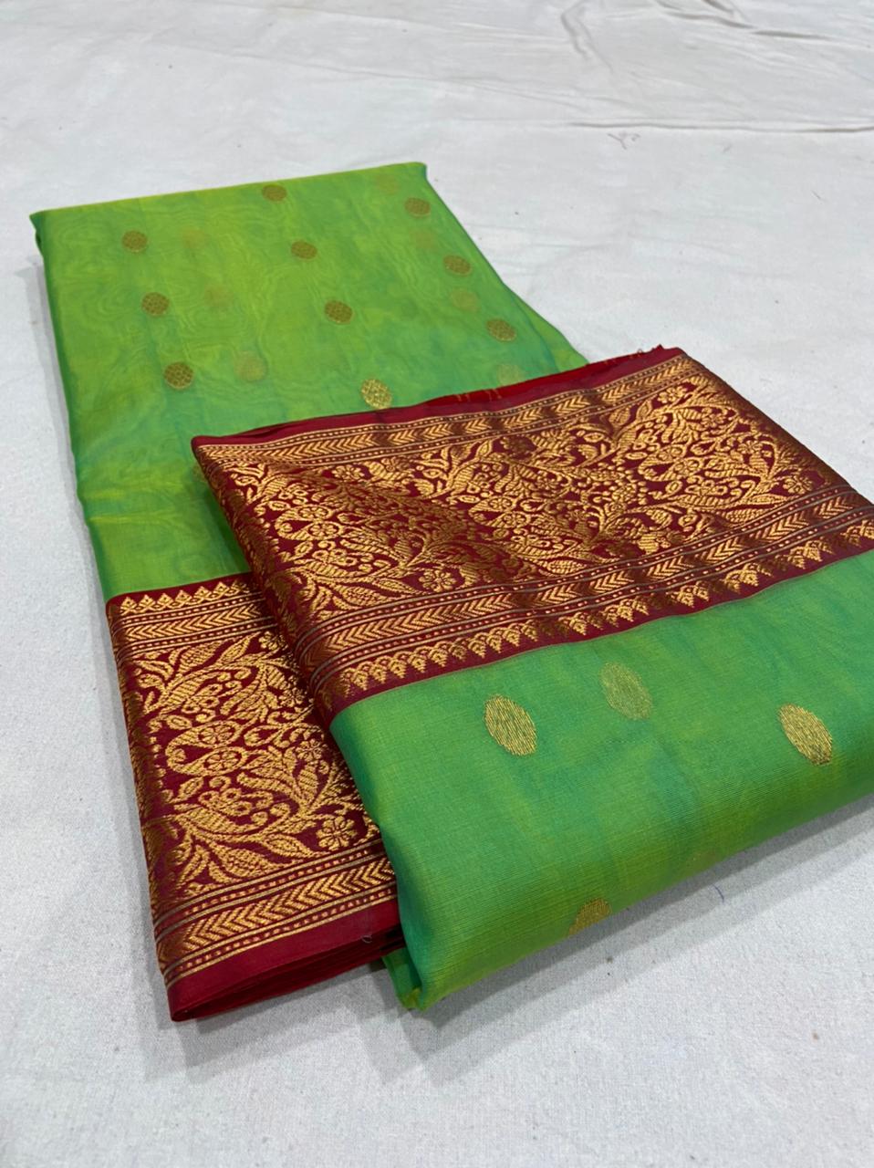 Handwoven Apple Color Organza Chanderi Katan Silk Saree - Authentic Chanderi silk sarees Chanderi Saree - View 4