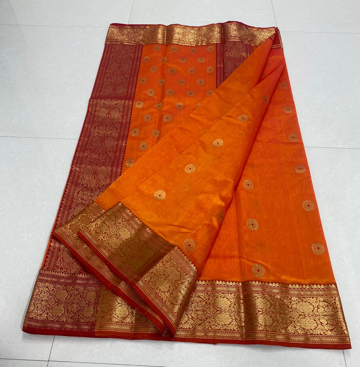 Handwoven Bamboo Color Chanderi Pattu Silk Saree - Authentic Chanderi silk sarees Chanderi Saree - View 2