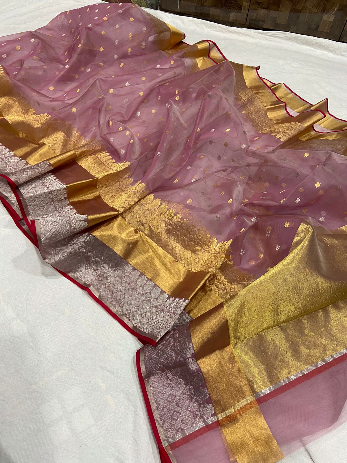Handwoven Bazaar Color Organza Chanderi Katan Silk Saree - Authentic Chanderi silk sarees Chanderi Saree - View 1