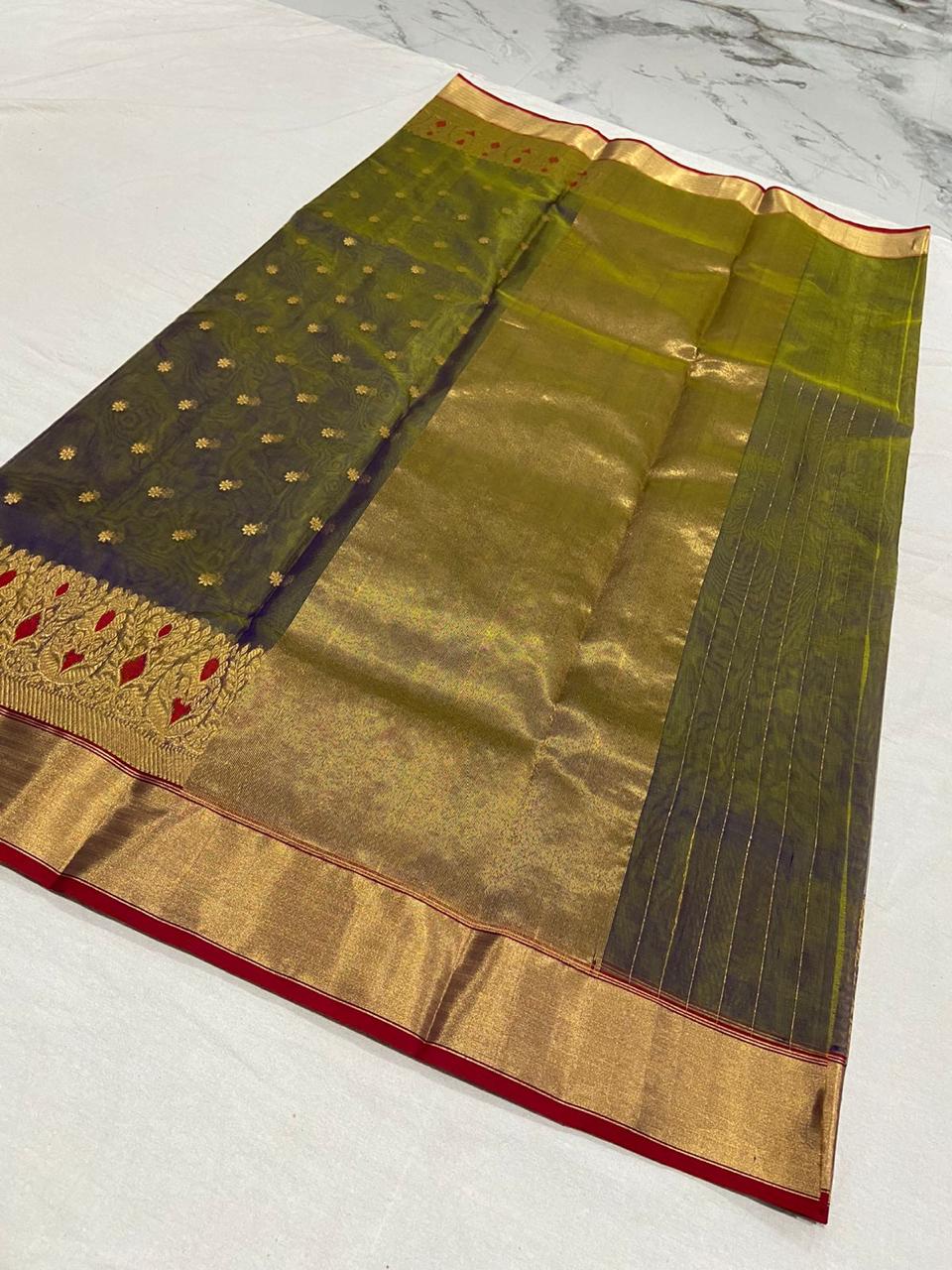 Handwoven Black Blackcurrant Color Organza Chanderi Katan Silk Saree - Authentic Chanderi silk sarees Chanderi Saree - View 2