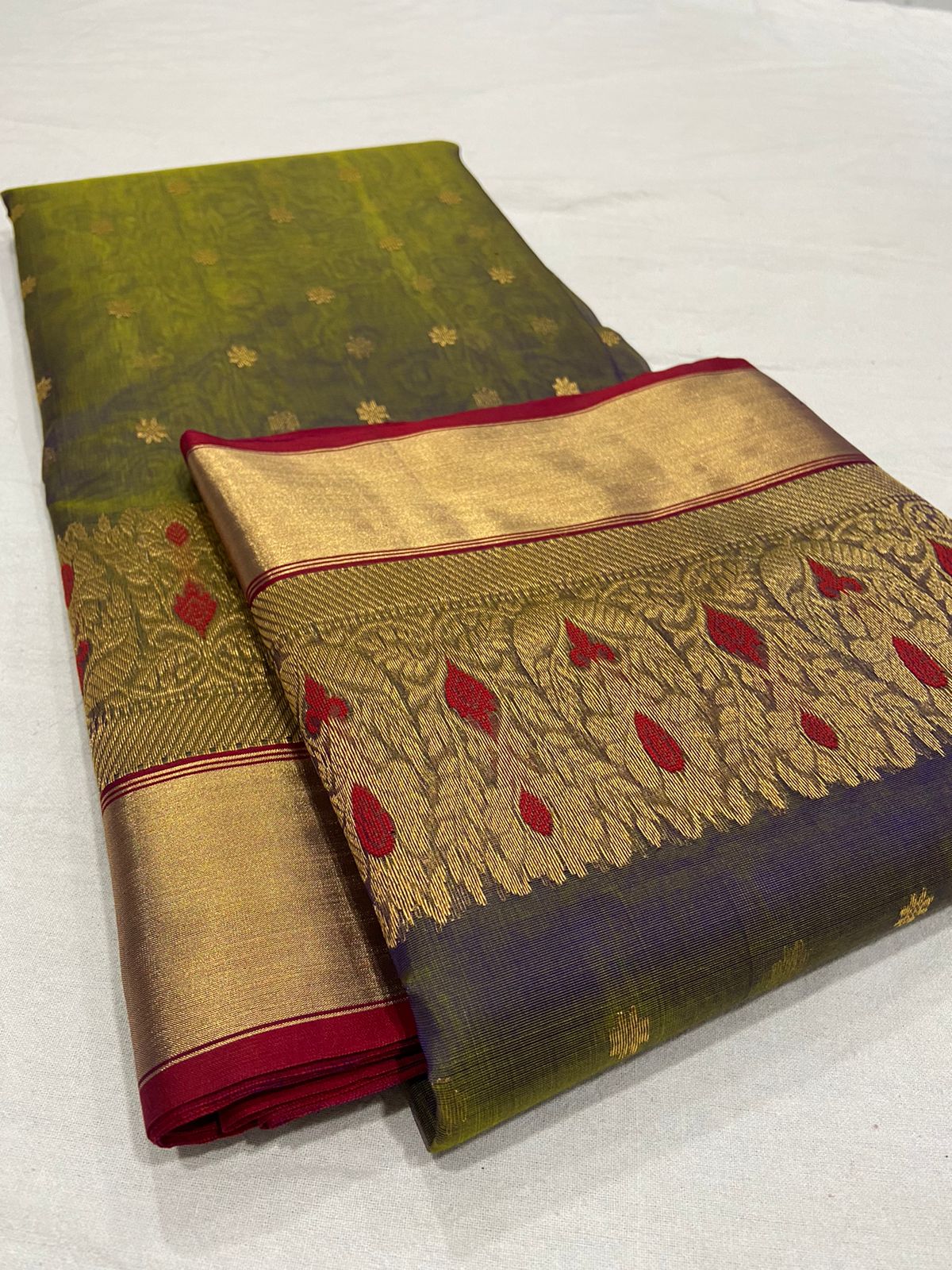 Handwoven Black Blackcurrant Color Organza Chanderi Katan Silk Saree - Authentic Chanderi silk sarees Chanderi Saree - View 3