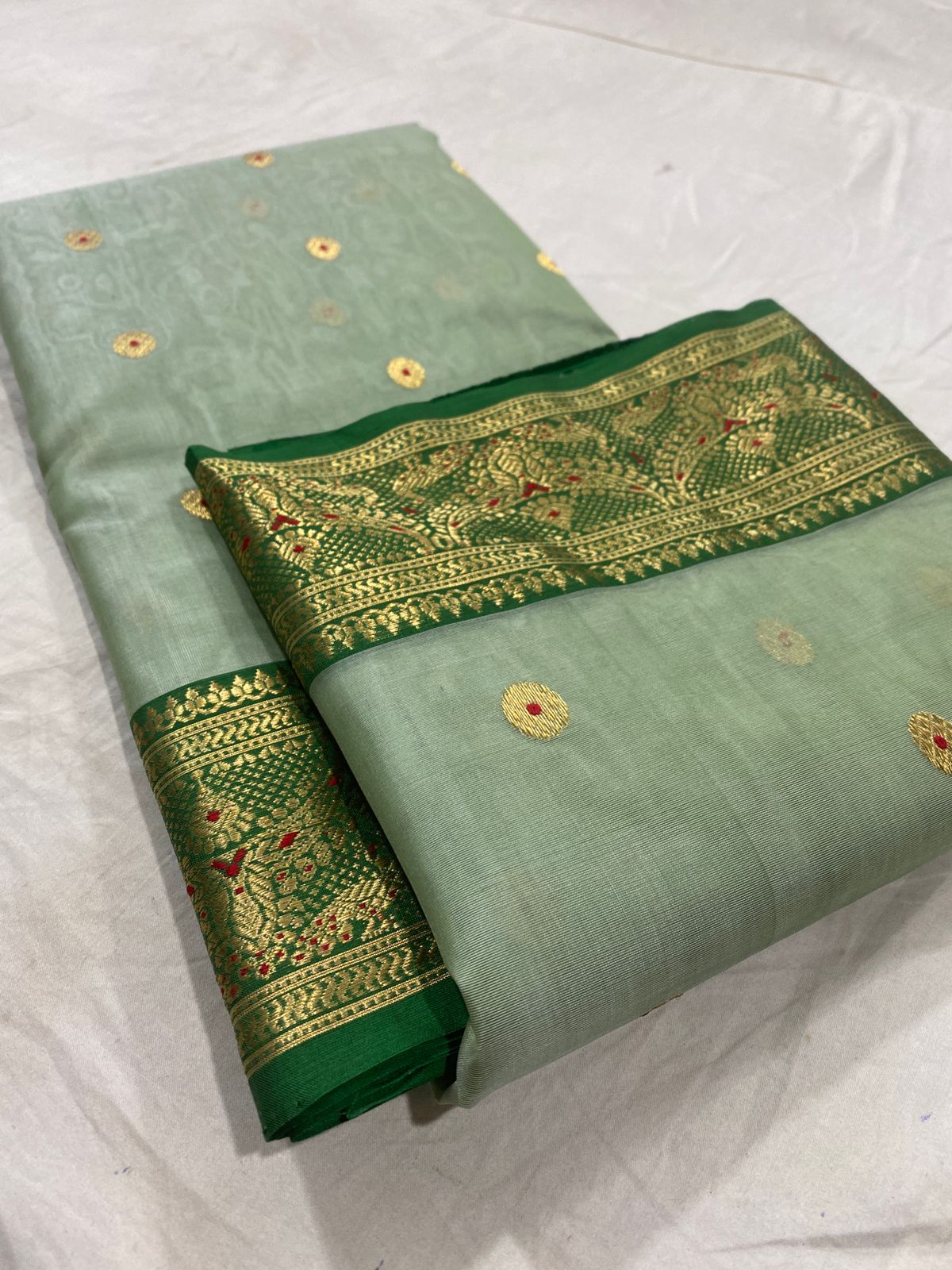 Handwoven Bud Color Organza Chanderi Katan Silk Saree - Authentic Chanderi silk sarees Chanderi Saree - View 3