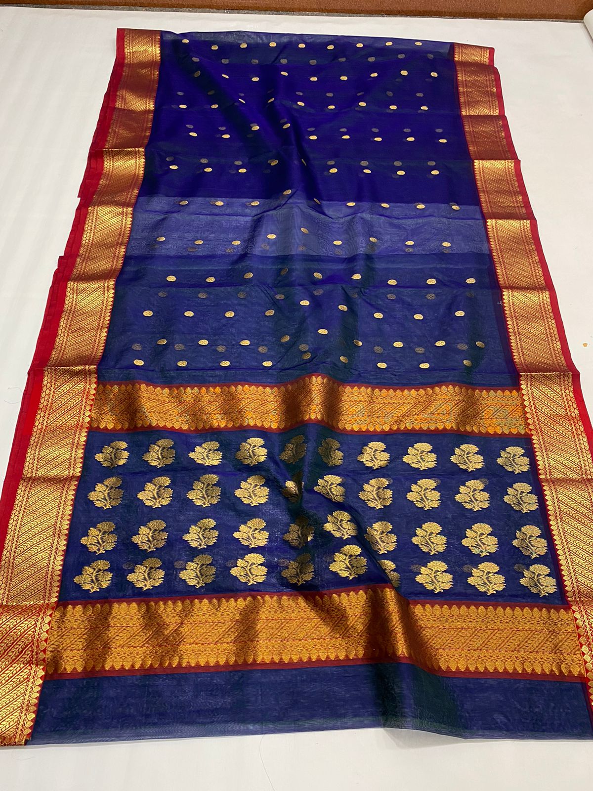 Handwoven Bunting Color Organza Chanderi Katan Silk Saree - Authentic Chanderi silk sarees Chanderi Saree - View 2