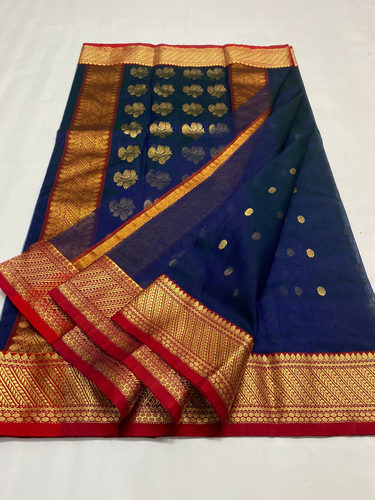 Handwoven Bunting Color Organza Chanderi Katan Silk Saree - Authentic Chanderi silk sarees Chanderi Saree - View 3
