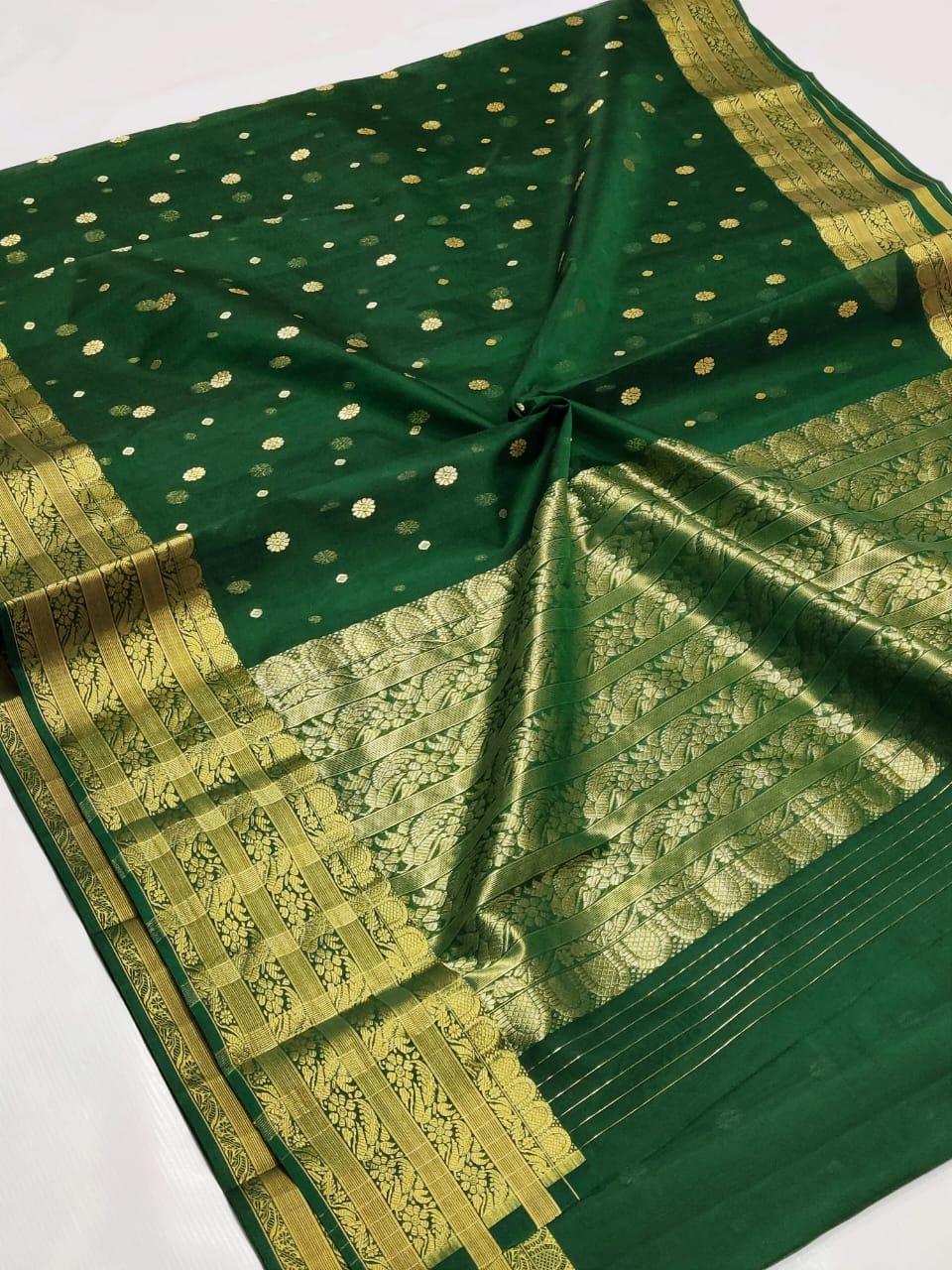 Handwoven Bush Color Organza Chanderi Katan Silk Saree - Authentic Chanderi silk sarees Chanderi Saree - View 3