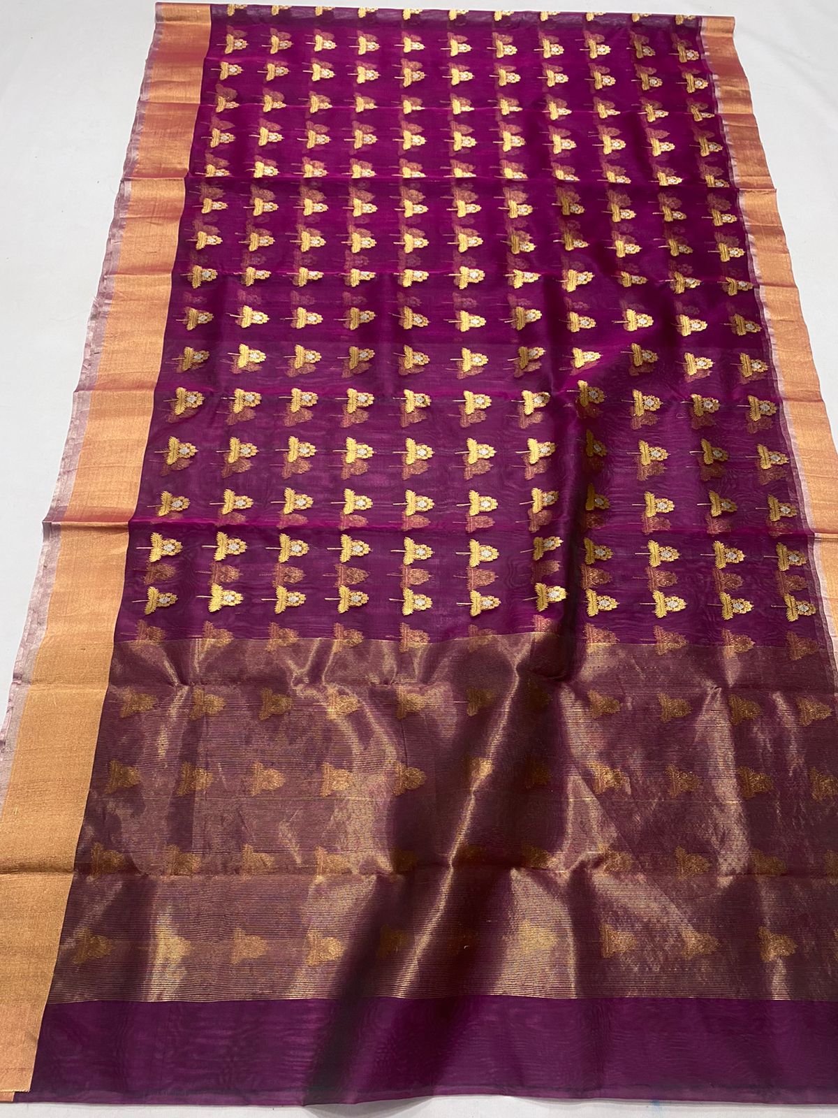 Handwoven Pink Cardinal Pink Color Organza Chanderi Katan Silk Saree - Authentic Chanderi silk sarees Chanderi Saree