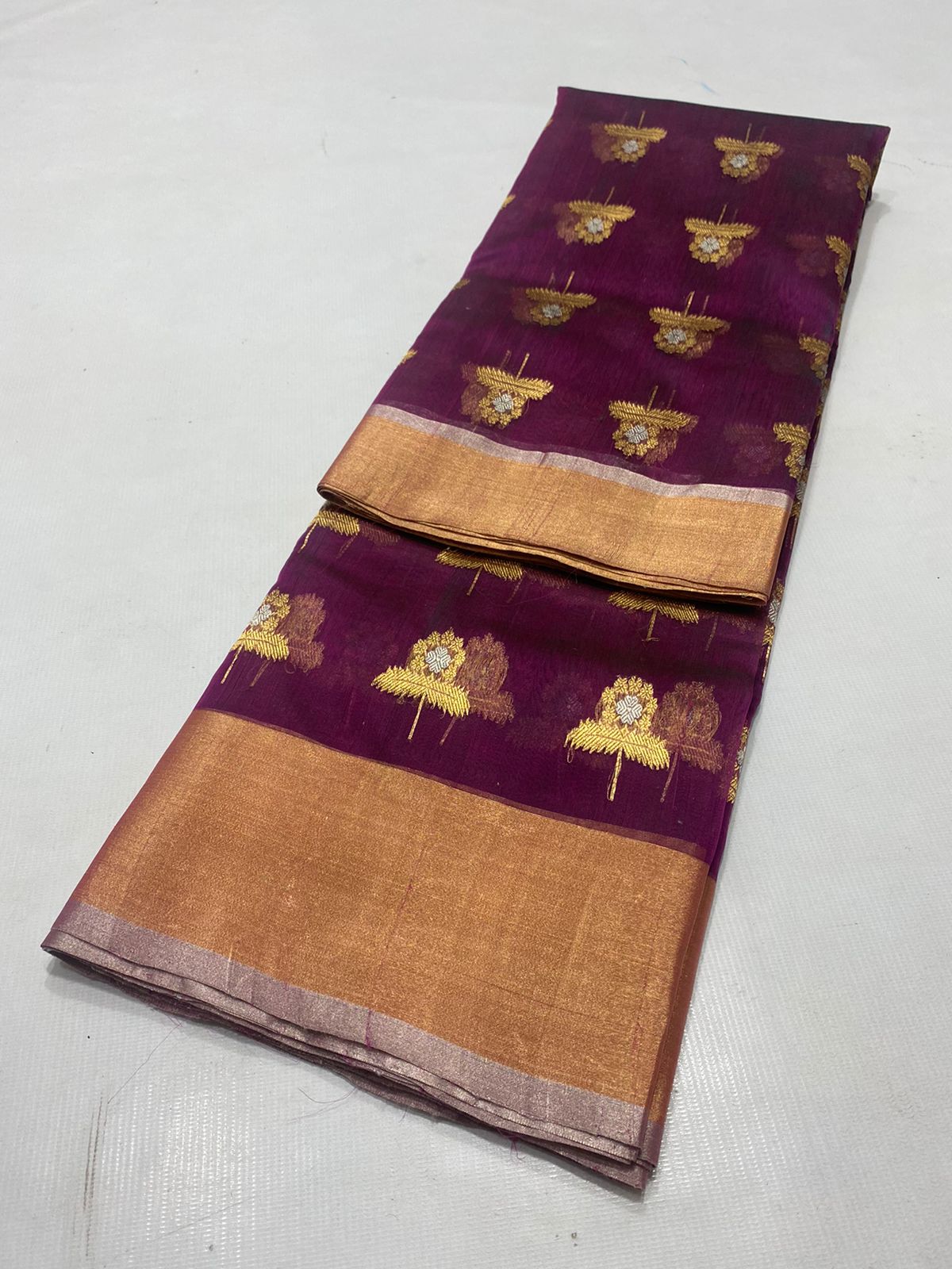 Handwoven Pink Cardinal Pink Color Organza Chanderi Katan Silk Saree - Authentic Chanderi silk sarees Chanderi Saree - View 3