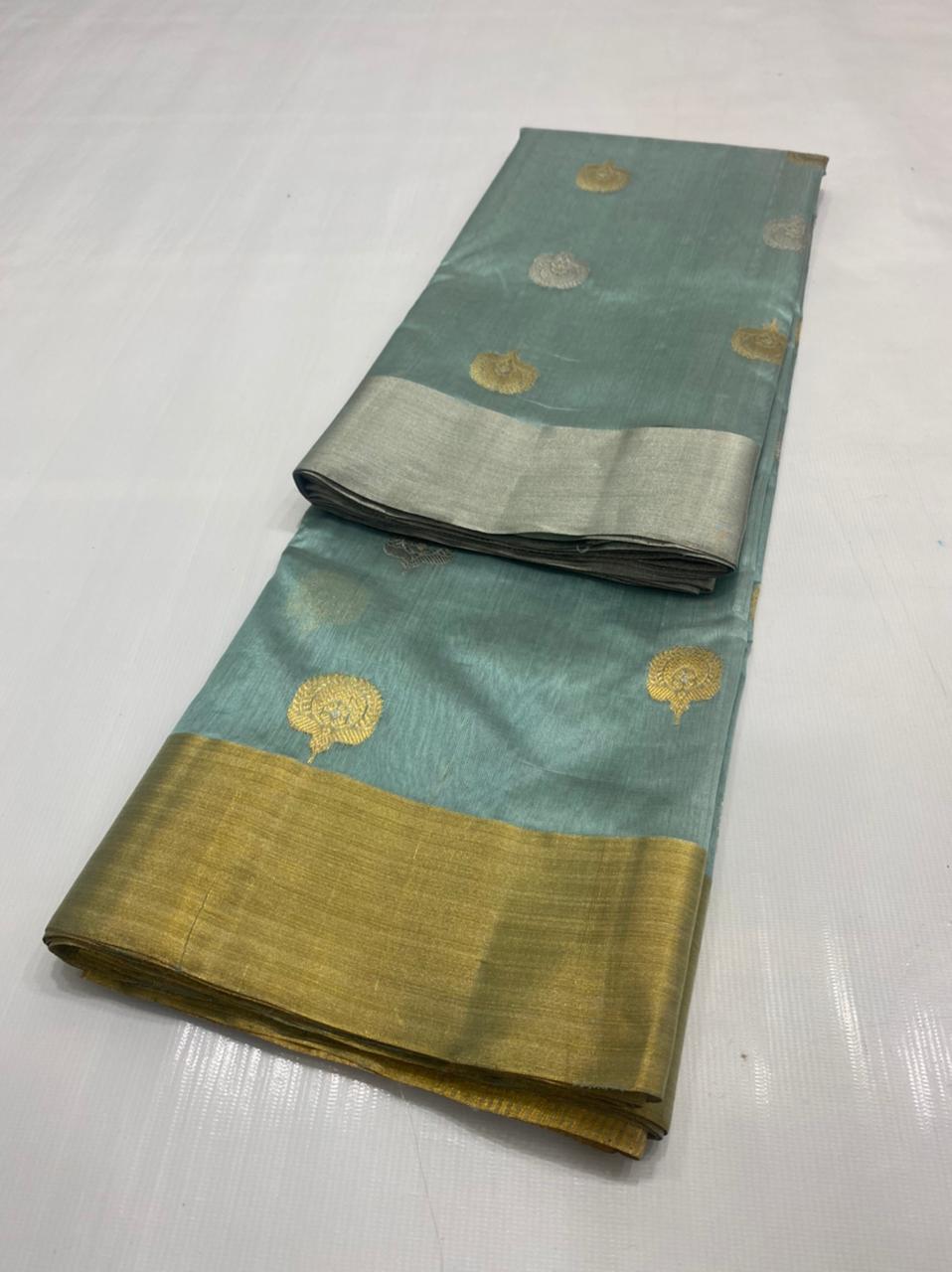 Handwoven Cascade Color Chanderi Pattu Silk Saree - Authentic Chanderi silk sarees Chanderi Saree - View 3