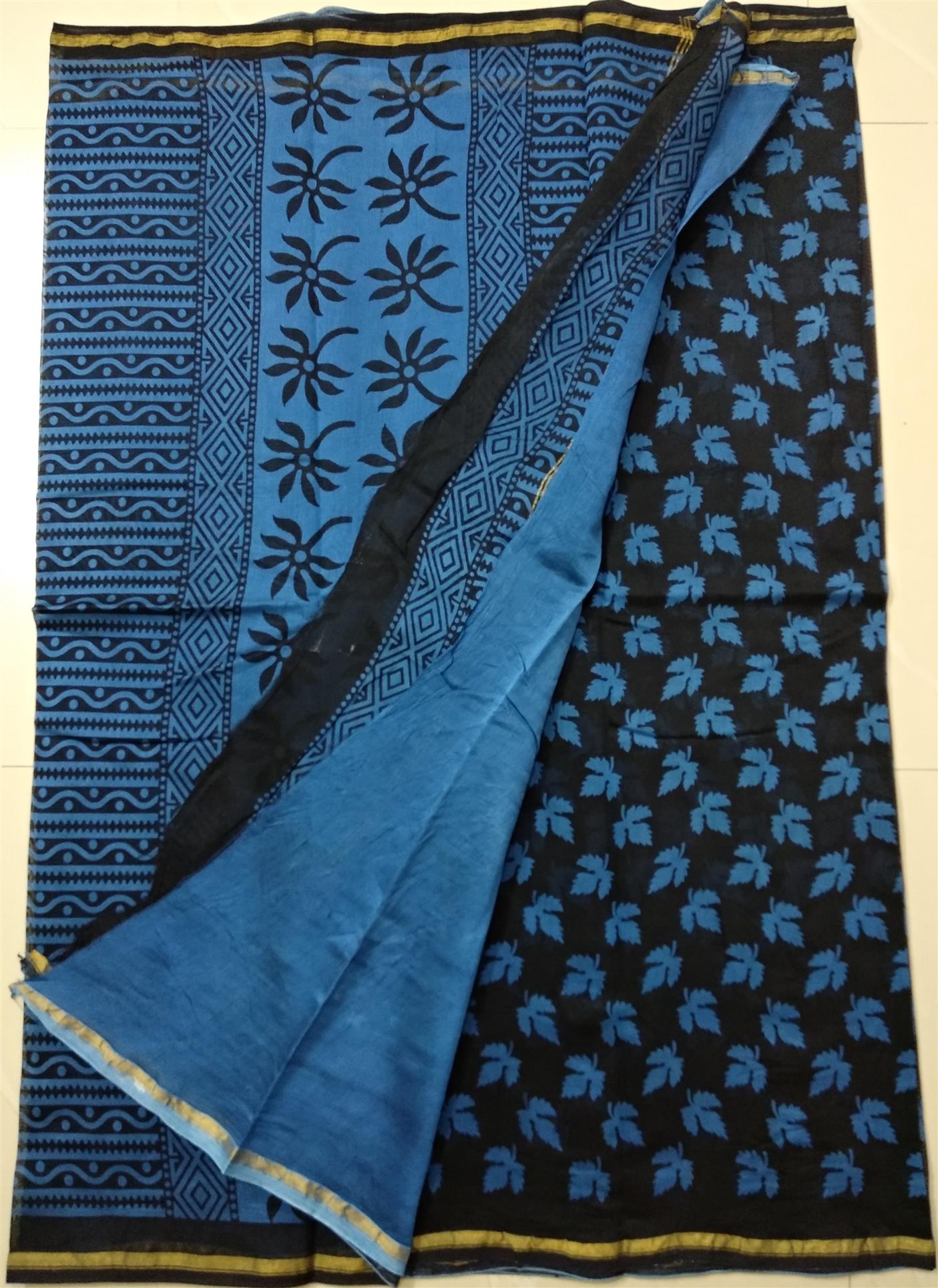 Handwoven hand block printed - Authentic Block Print Chanderi Saree