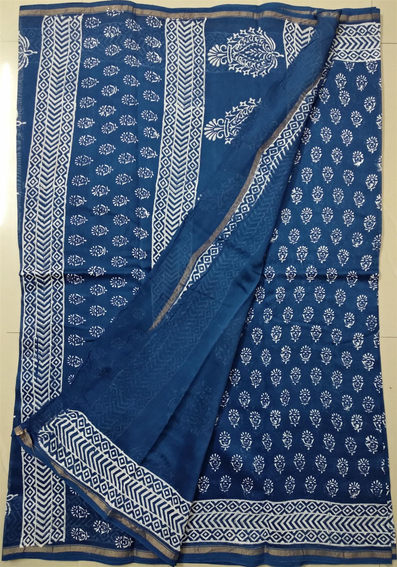 Handwoven dabu silk cotton - Authentic Dabu Print Chanderi Saree