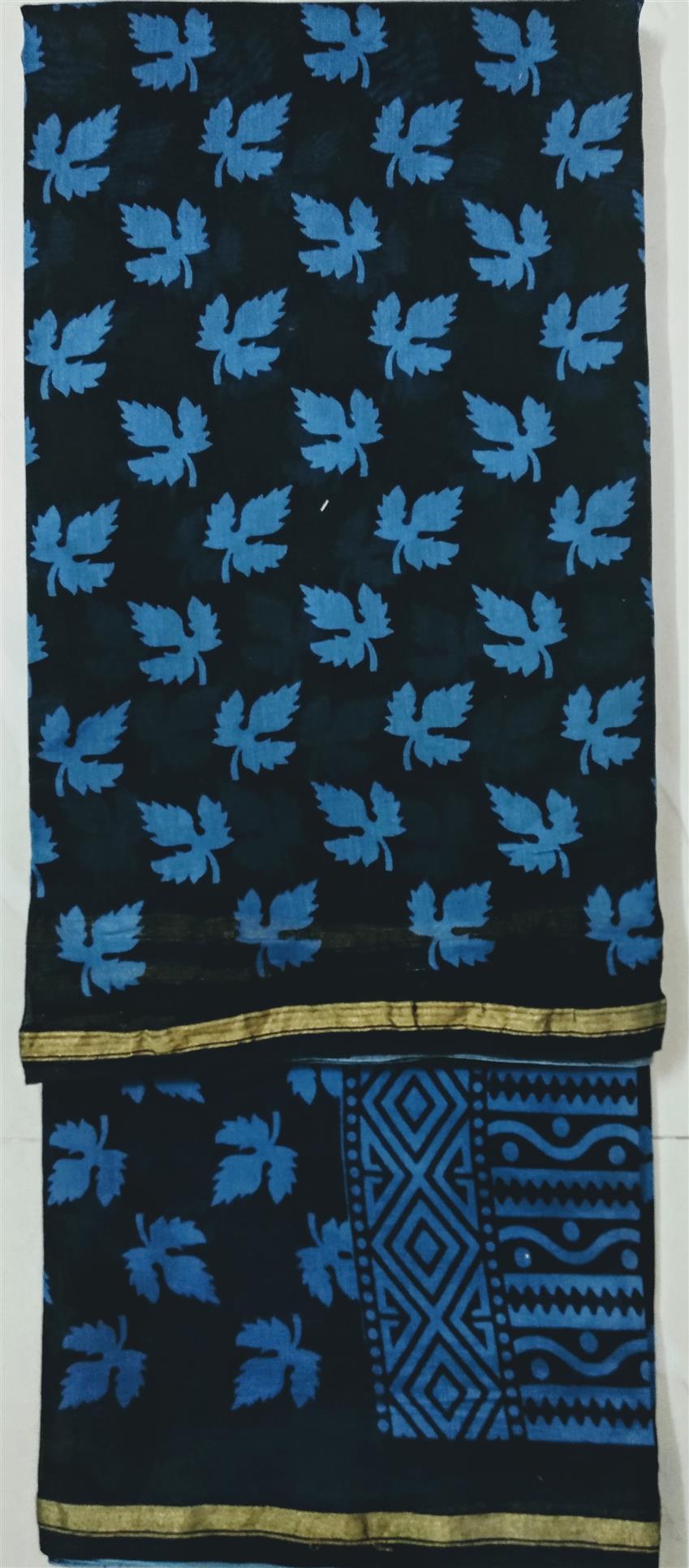 Handwoven hand block printed - Authentic Block Print Chanderi Saree - View 2