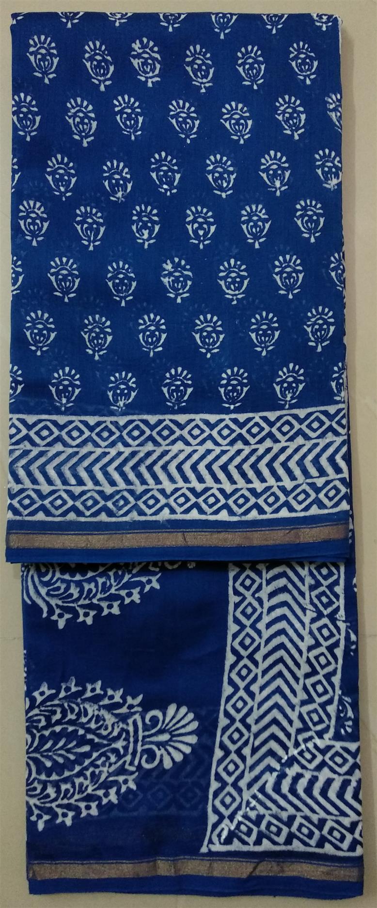 Handwoven dabu silk cotton - Authentic Dabu Print Chanderi Saree - View 2