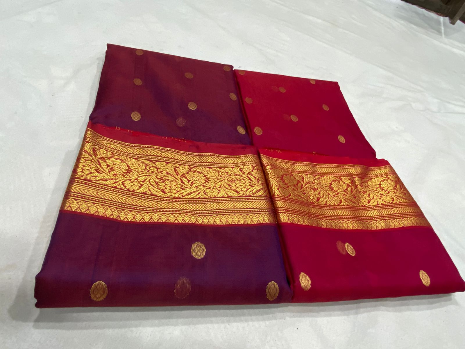Handwoven Claret Color Organza Chanderi Katan Silk Saree - Authentic Chanderi silk sarees Chanderi Saree - View 4