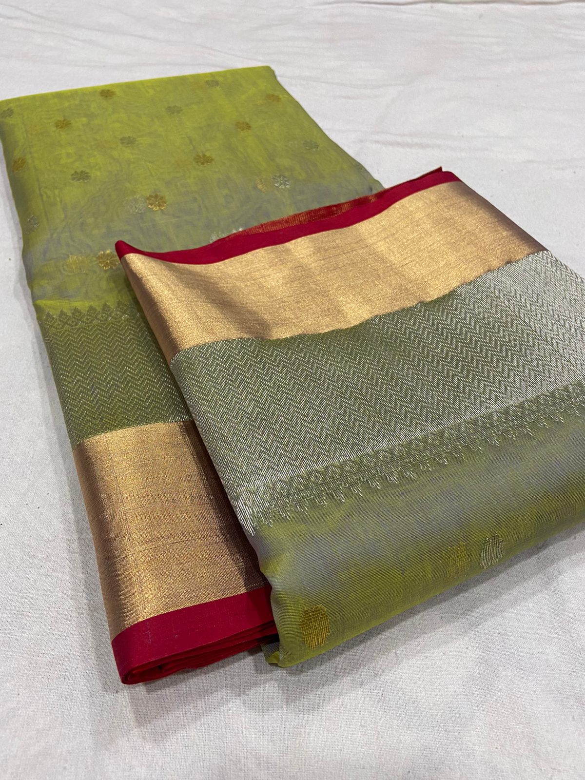 Handwoven Clay Creek Color Organza Chanderi Katan Silk Saree - Authentic Chanderi silk sarees Chanderi Saree - View 3