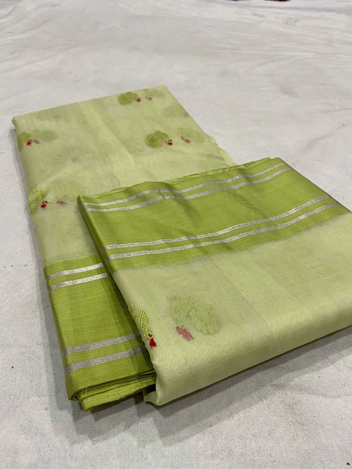 Handwoven Coral Reef Color Organza Chanderi Katan Silk Saree - Authentic Chanderi silk sarees Chanderi Saree - View 3