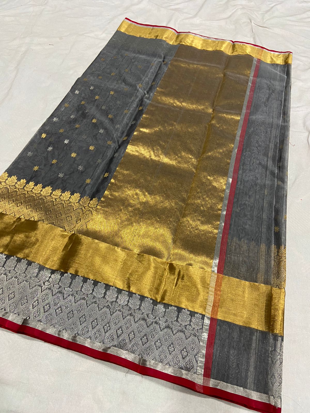 Handwoven Corduroy Color Organza Chanderi Katan Silk Saree - Authentic Chanderi silk sarees Chanderi Saree - View 2