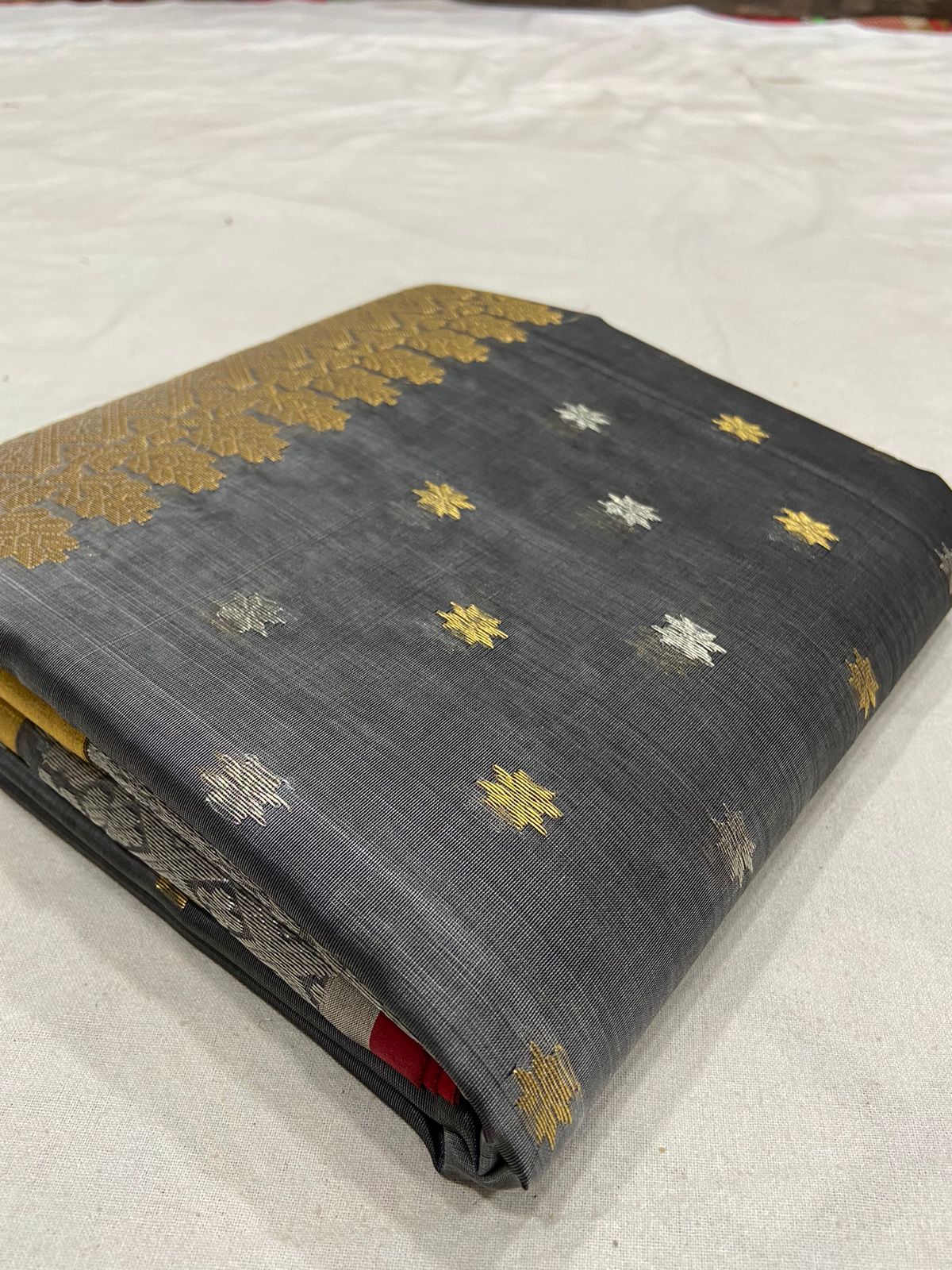 Handwoven Corduroy Color Organza Chanderi Katan Silk Saree - Authentic Chanderi silk sarees Chanderi Saree - View 3