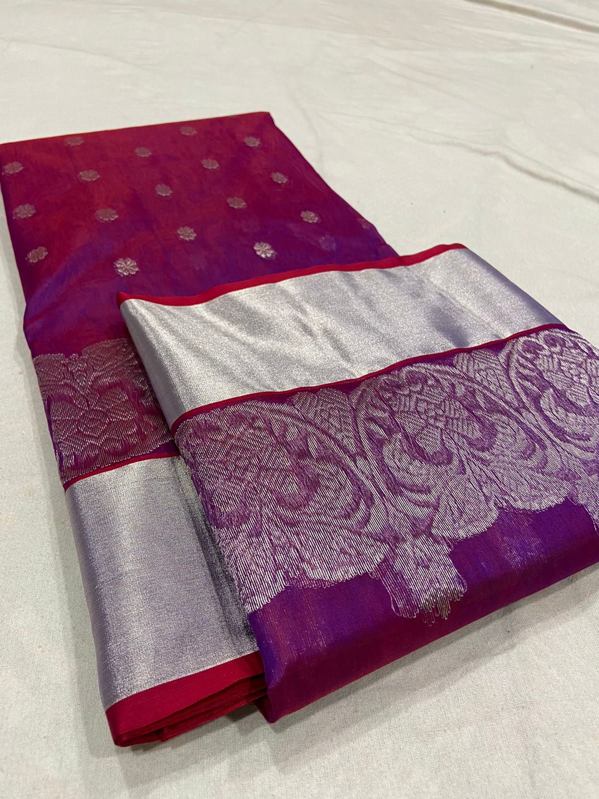 Handwoven Cosmic Color Organza Chanderi Katan Silk Saree - Authentic Chanderi silk sarees Chanderi Saree - View 3