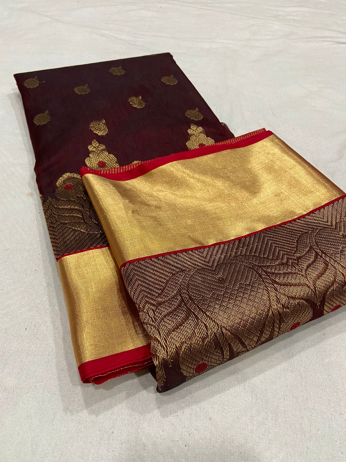Handwoven Cowboy Color Organza Chanderi Katan Silk Saree - Authentic Chanderi silk sarees Chanderi Saree - View 3