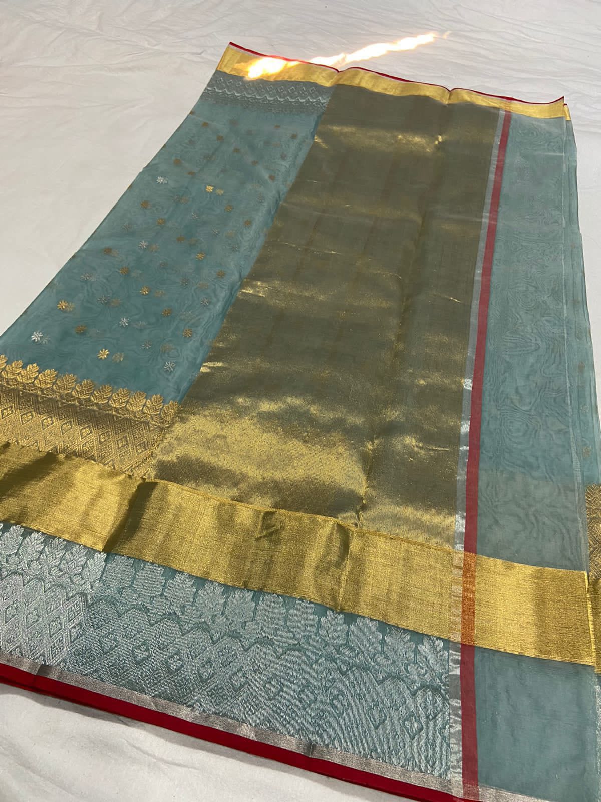 Handwoven Cutty Sark Color Organza Chanderi Katan Silk Saree - Authentic Chanderi silk sarees Chanderi Saree - View 2