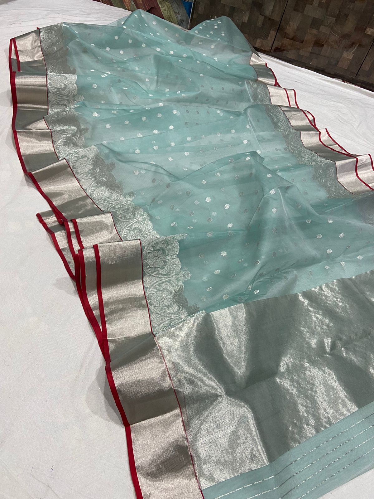 Handwoven Cutty Stark Color Organza Chanderi Katan Silk Saree - Authentic Chanderi silk sarees Chanderi Saree - View 1