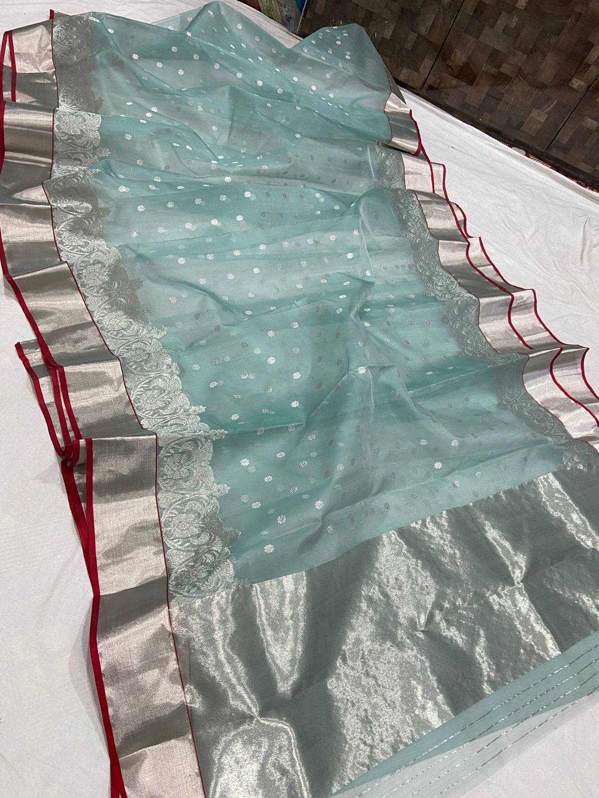 Handwoven Cutty Stark Color Organza Chanderi Katan Silk Saree - Authentic Chanderi silk sarees Chanderi Saree - View 3