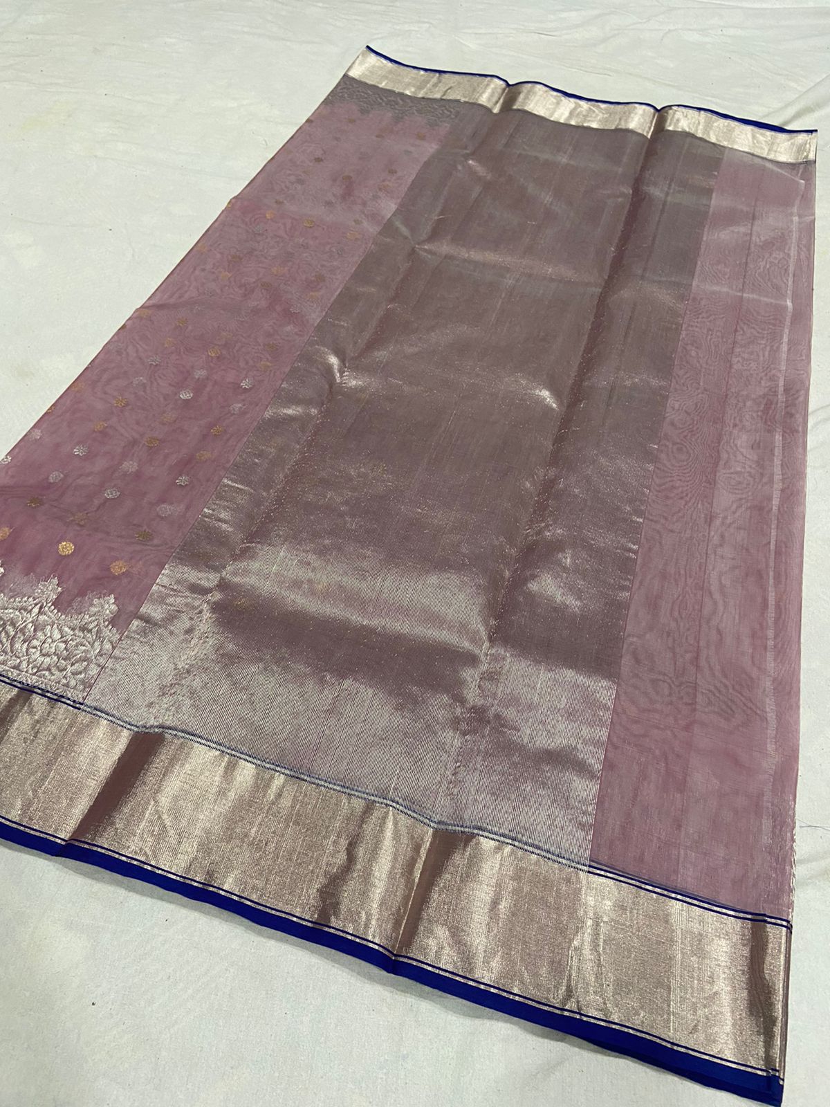 Handwoven Deep Taupe Color Organza Chanderi Katan Silk Saree - Authentic Chanderi silk sarees Chanderi Saree - View 2