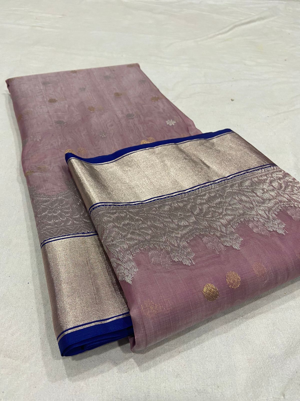Handwoven Deep Taupe Color Organza Chanderi Katan Silk Saree - Authentic Chanderi silk sarees Chanderi Saree - View 3