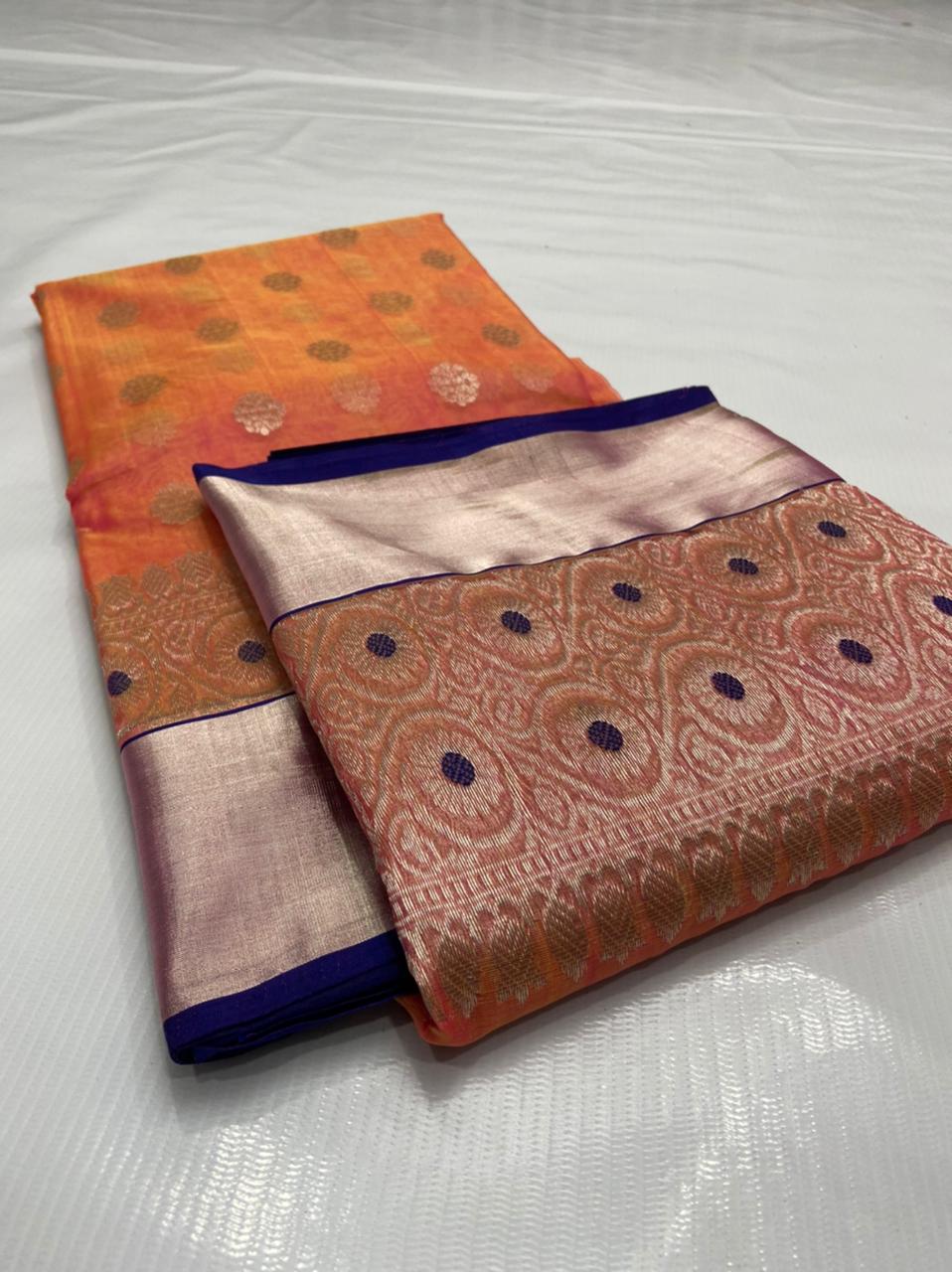 Handwoven Deep chestnut Color Organza Chanderi Katan Silk Saree - Authentic Chanderi silk sarees Chanderi Saree - View 3