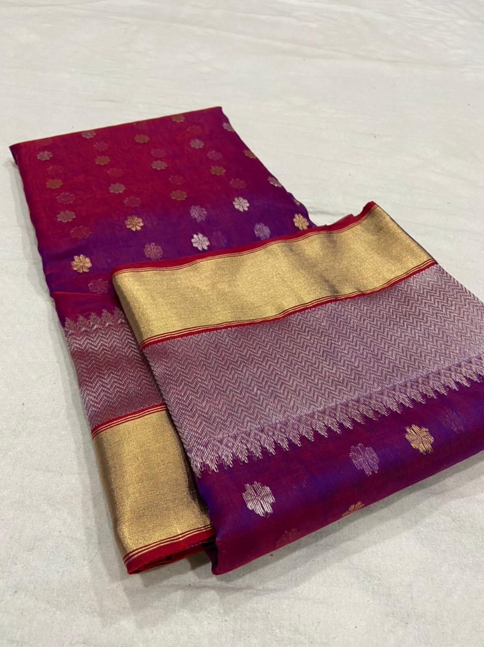 Handwoven Disco Color Organza Chanderi Katan Silk Saree - Authentic Chanderi silk sarees Chanderi Saree - View 3