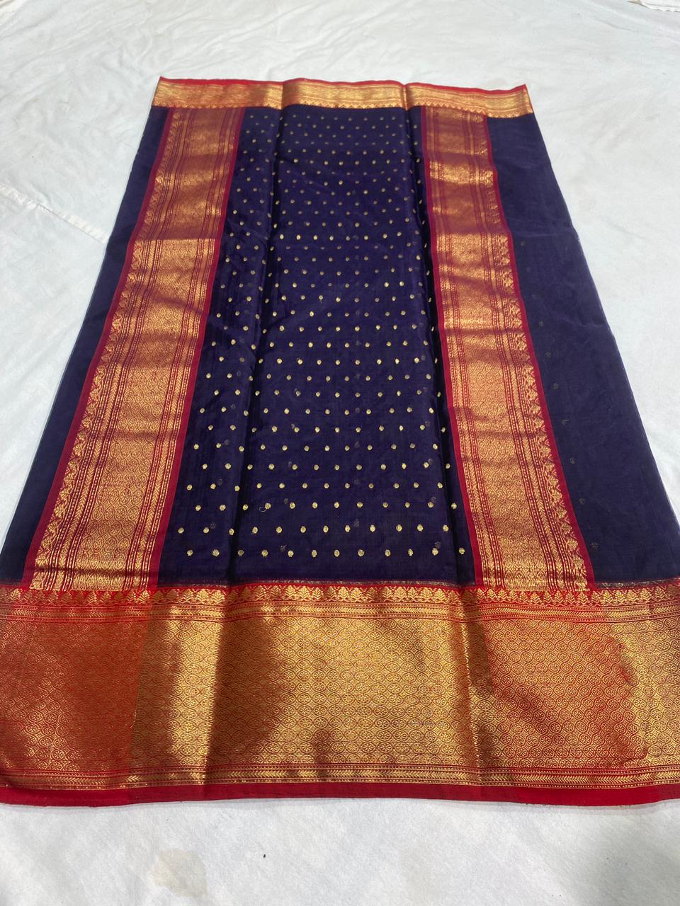 Handwoven Ebony Clay Color Organza Chanderi Katan Silk Saree - Authentic Chanderi silk sarees Chanderi Saree - View 2