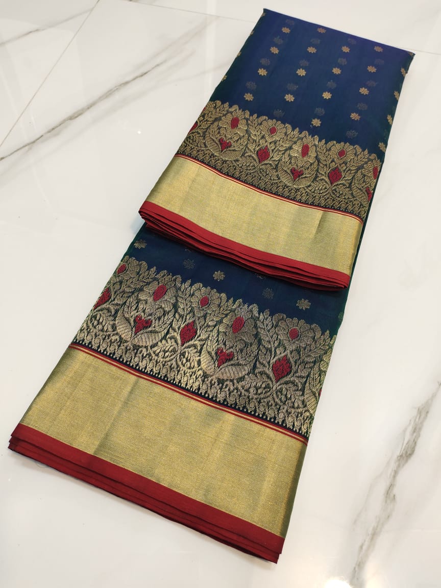 Handwoven Ebony Clay Color Organza Chanderi Katan Silk Saree - Authentic Chanderi silk sarees Chanderi Saree - View 3