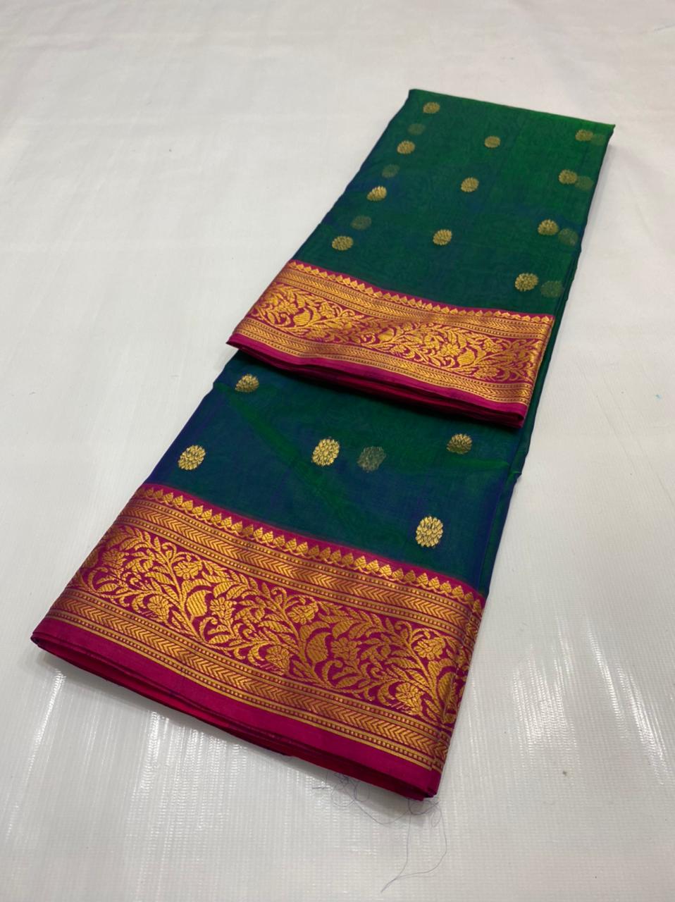Handwoven Elephant Color Organza Chanderi Katan Silk Saree - Authentic Chanderi silk sarees Chanderi Saree - View 3