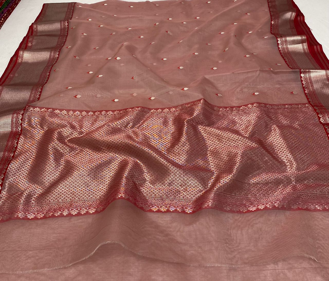 Handwoven Eunry Color Organza Chanderi Katan Silk Saree - Authentic Chanderi silk sarees Chanderi Saree - View 1