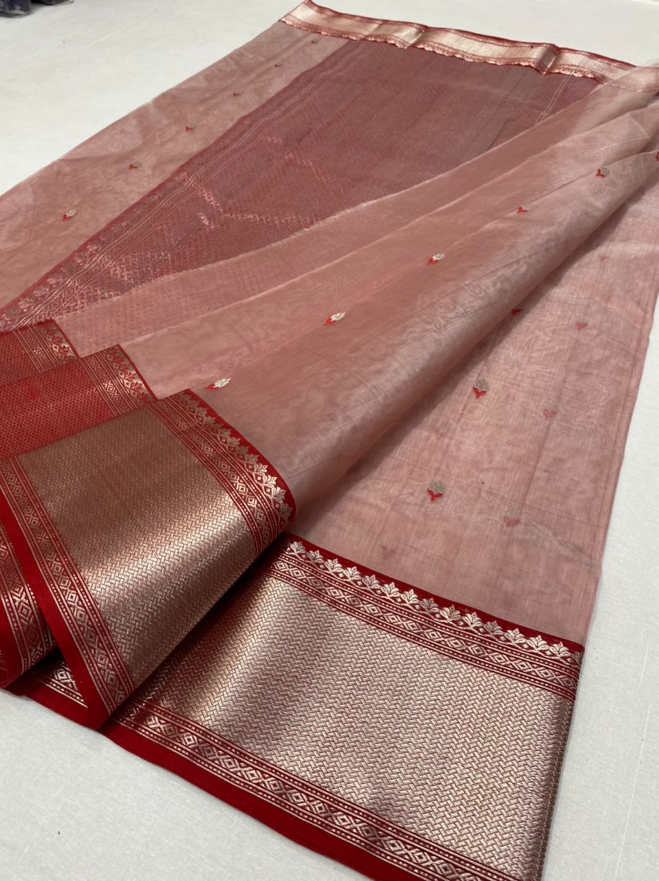 Handwoven Eunry Color Organza Chanderi Katan Silk Saree - Authentic Chanderi silk sarees Chanderi Saree - View 2