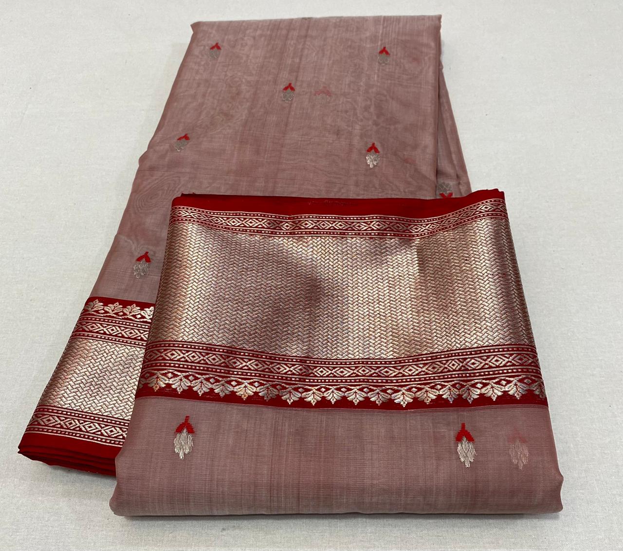 Handwoven Eunry Color Organza Chanderi Katan Silk Saree - Authentic Chanderi silk sarees Chanderi Saree - View 3
