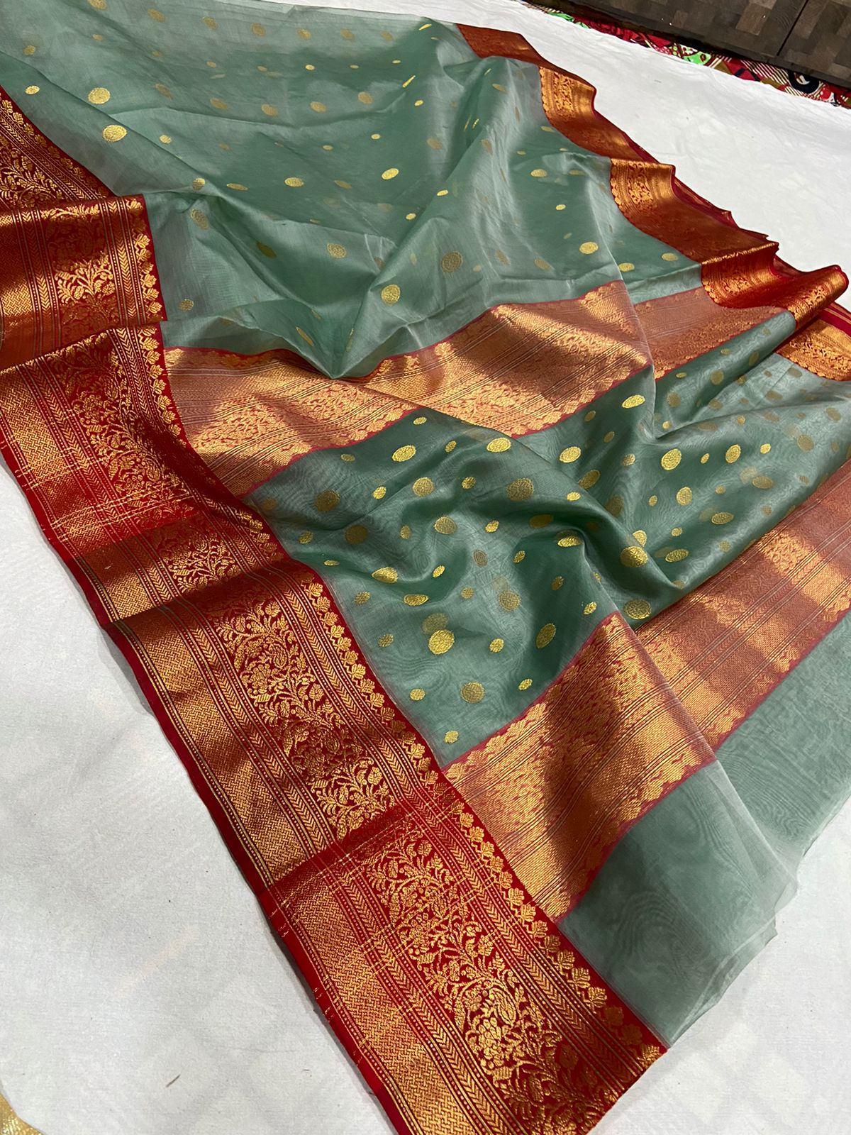 Handwoven Finlandia Color Organza Chanderi Katan Silk Saree - Authentic Chanderi silk sarees Chanderi Saree - View 1