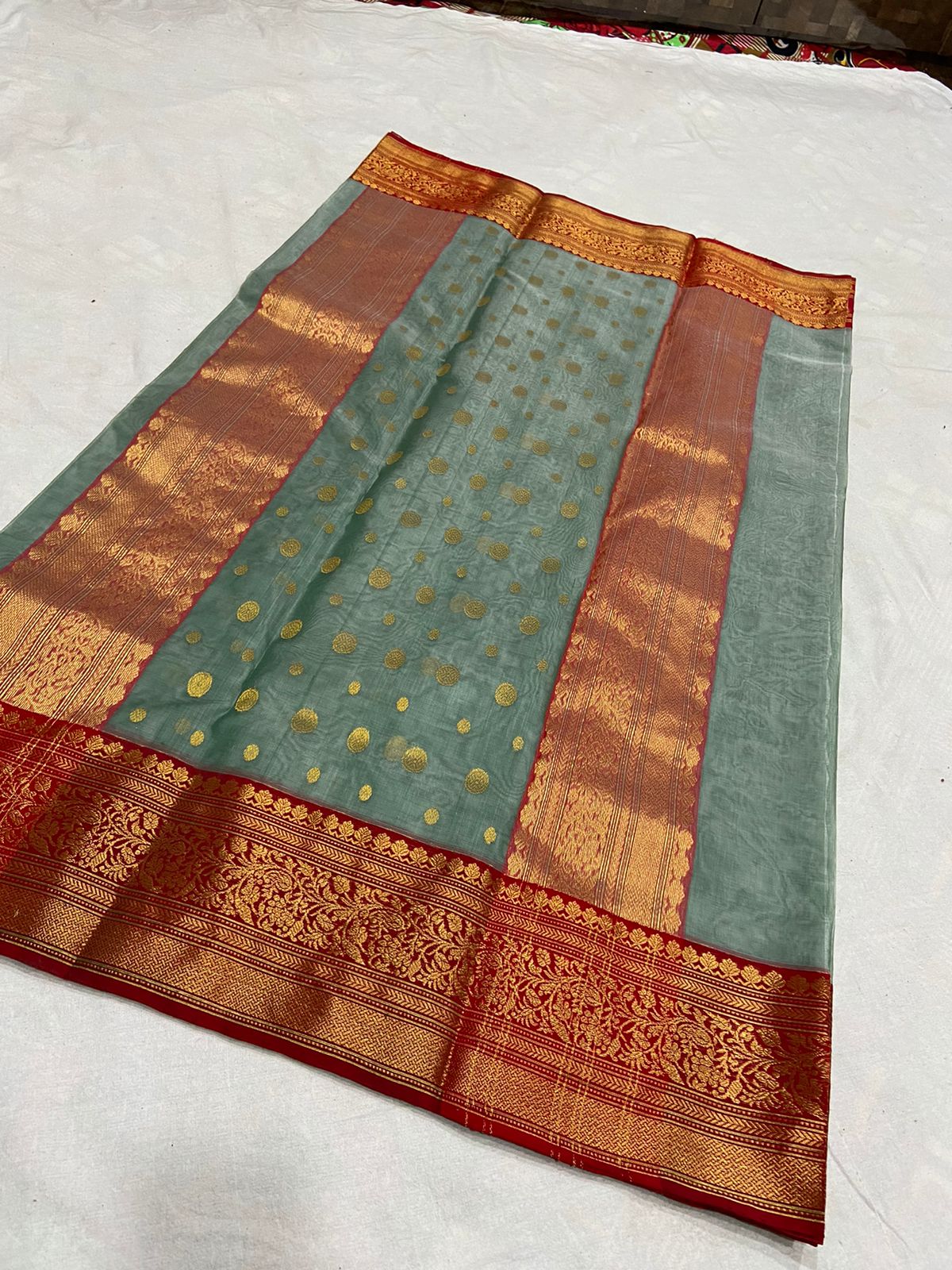 Handwoven Finlandia Color Organza Chanderi Katan Silk Saree - Authentic Chanderi silk sarees Chanderi Saree - View 3