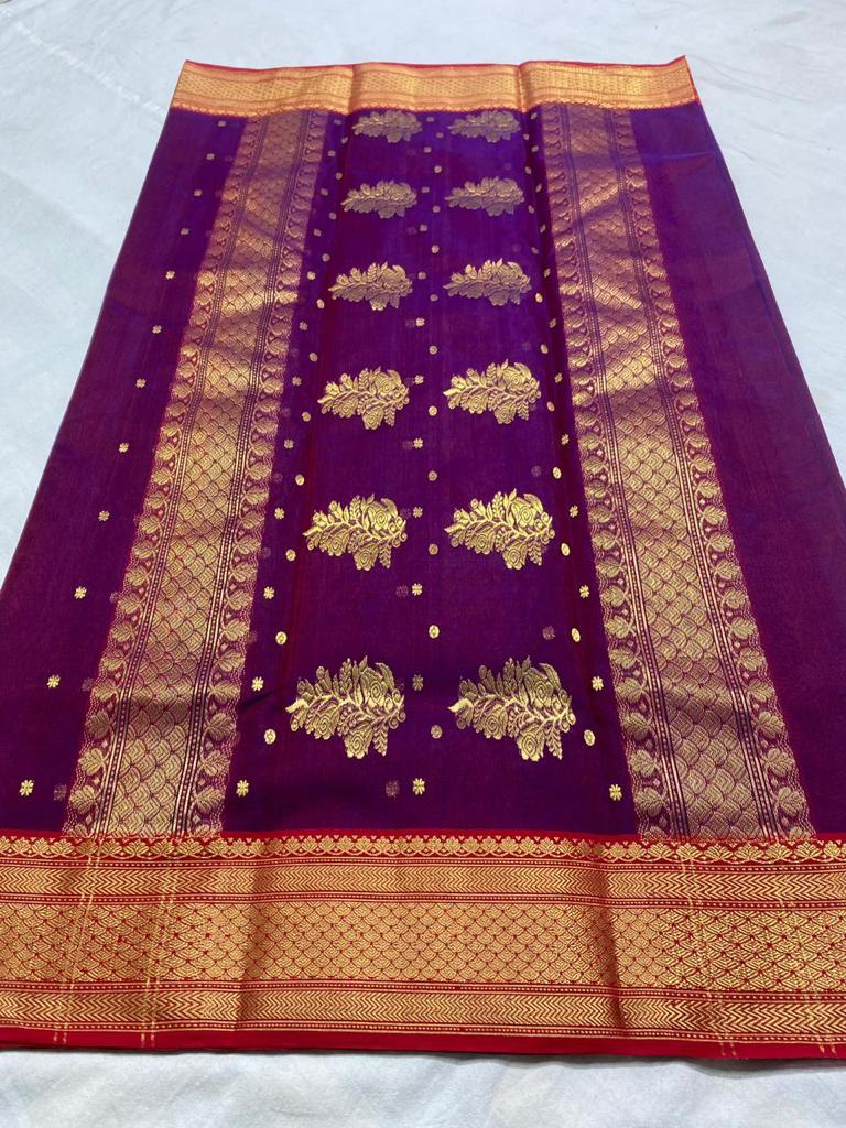 Handwoven Finn Color Organza Chanderi Katan Silk Saree - Authentic Chanderi silk sarees Chanderi Saree - View 1