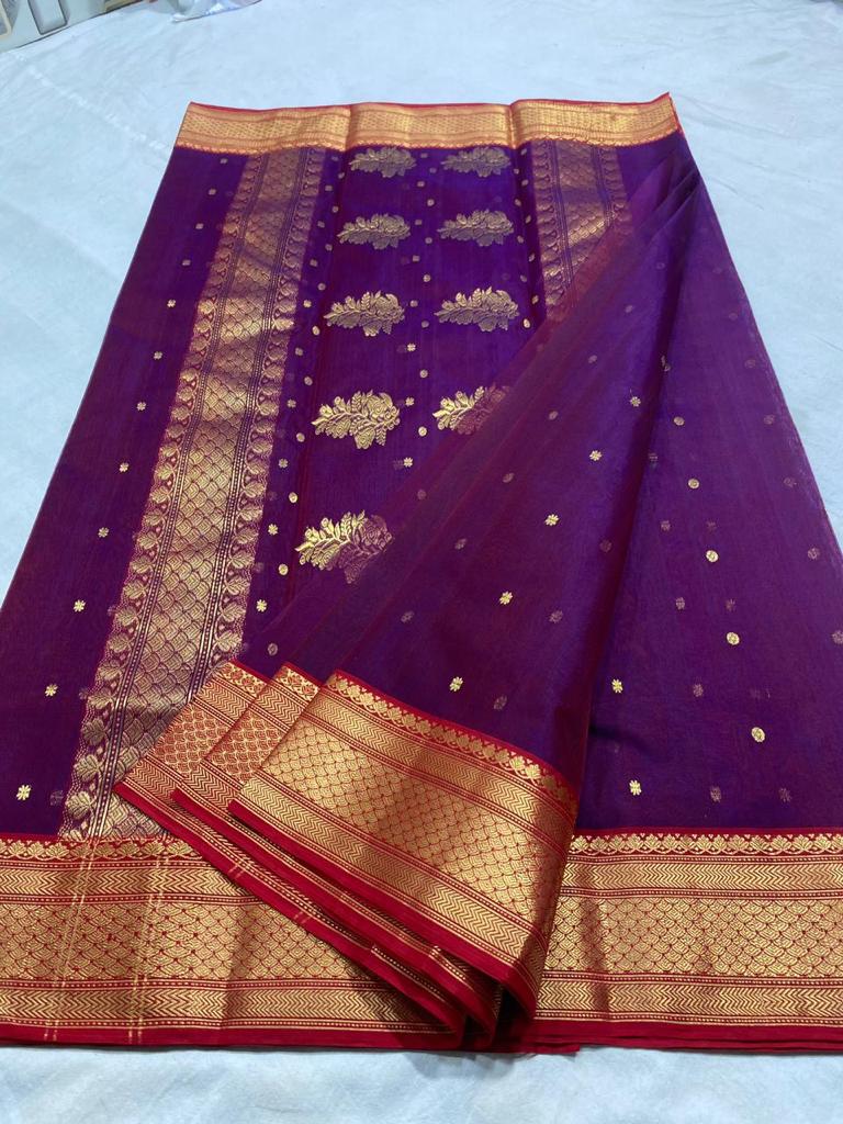 Handwoven Finn Color Organza Chanderi Katan Silk Saree - Authentic Chanderi silk sarees Chanderi Saree - View 2