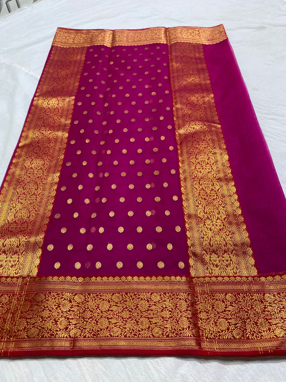 Handwoven Fresh Eggplant Color Organza Chanderi Katan Silk Saree - Authentic Chanderi silk sarees Chanderi Saree - View 2