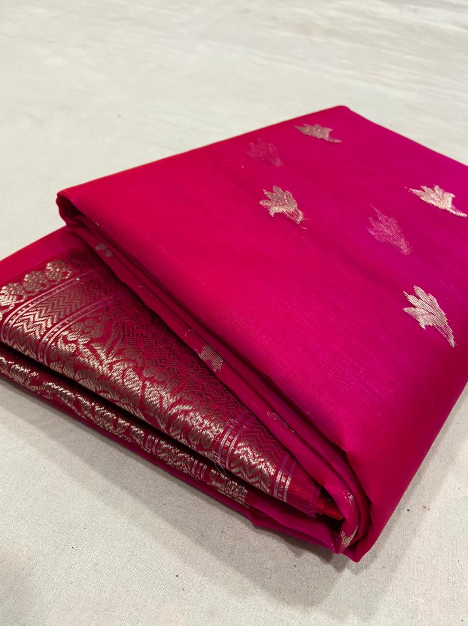 Handwoven Fresh Eggplant Color Organza Chanderi Katan Silk Saree - Authentic Chanderi silk sarees Chanderi Saree - View 3