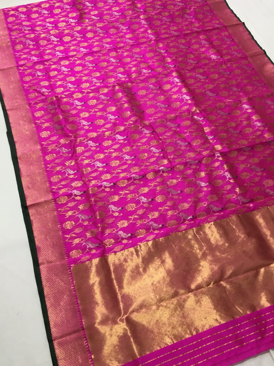 Handwoven Frostbite Color Chanderi Pattu Silk Saree - Authentic Chanderi silk sarees Chanderi Saree - View 1