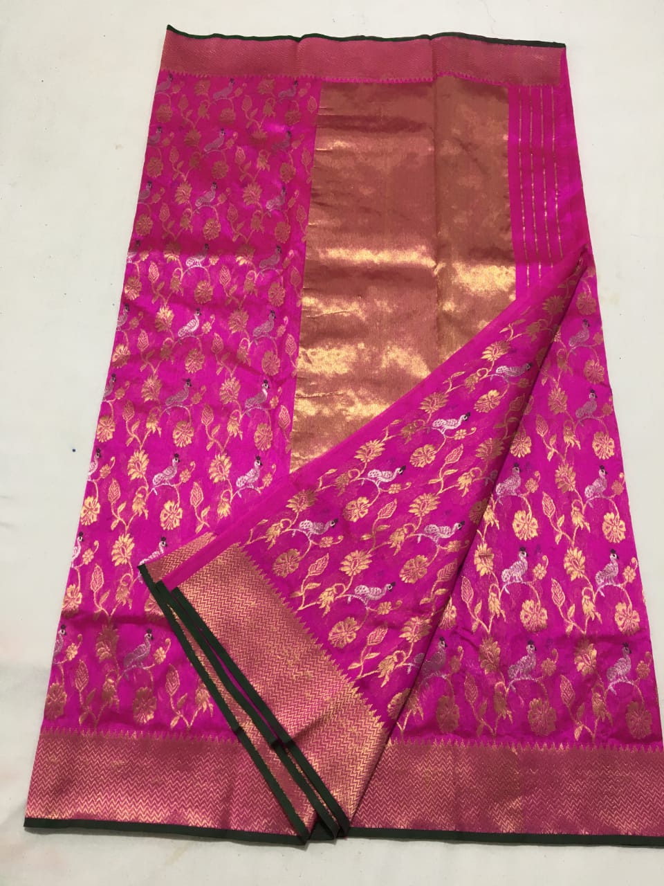 Handwoven Frostbite Color Chanderi Pattu Silk Saree - Authentic Chanderi silk sarees Chanderi Saree - View 3