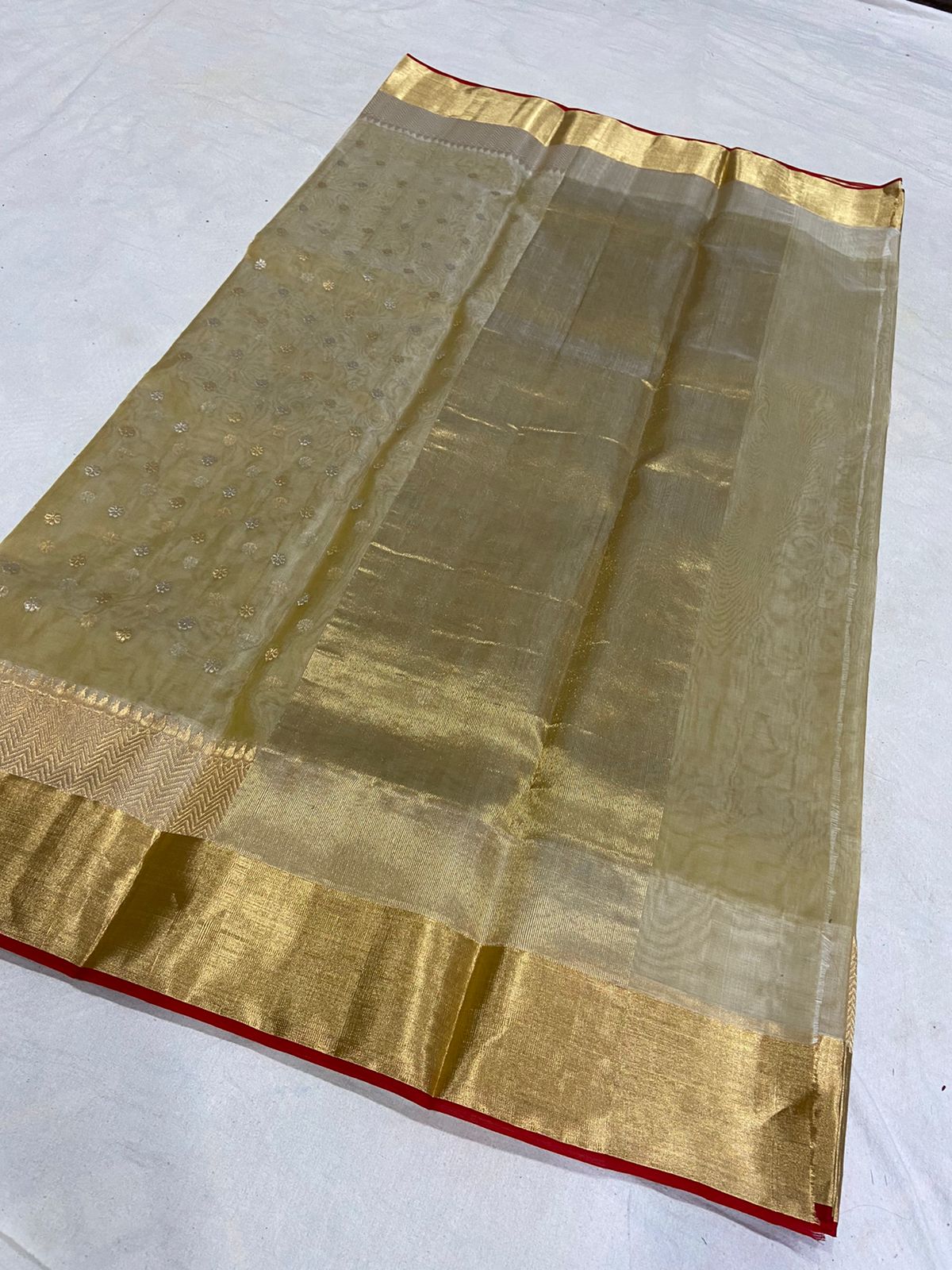 Handwoven Gold Gold Fusion Color Organza Chanderi Katan Silk Saree - Authentic Chanderi silk sarees Chanderi Saree - View 2