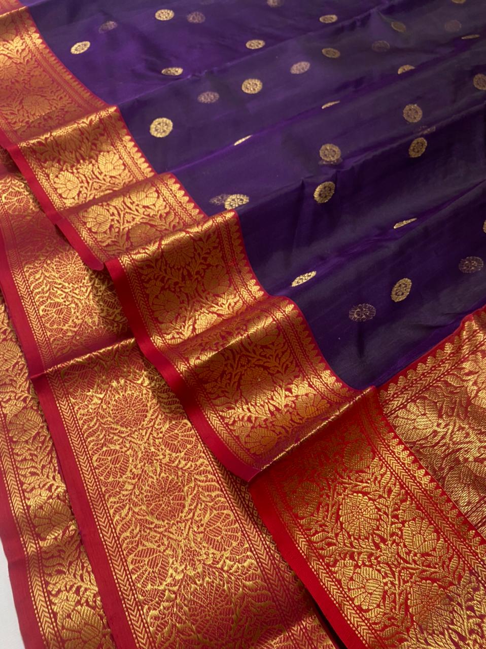 Handwoven Grape Color Organza Chanderi Katan Silk Saree - Authentic Chanderi silk sarees Chanderi Saree - View 3