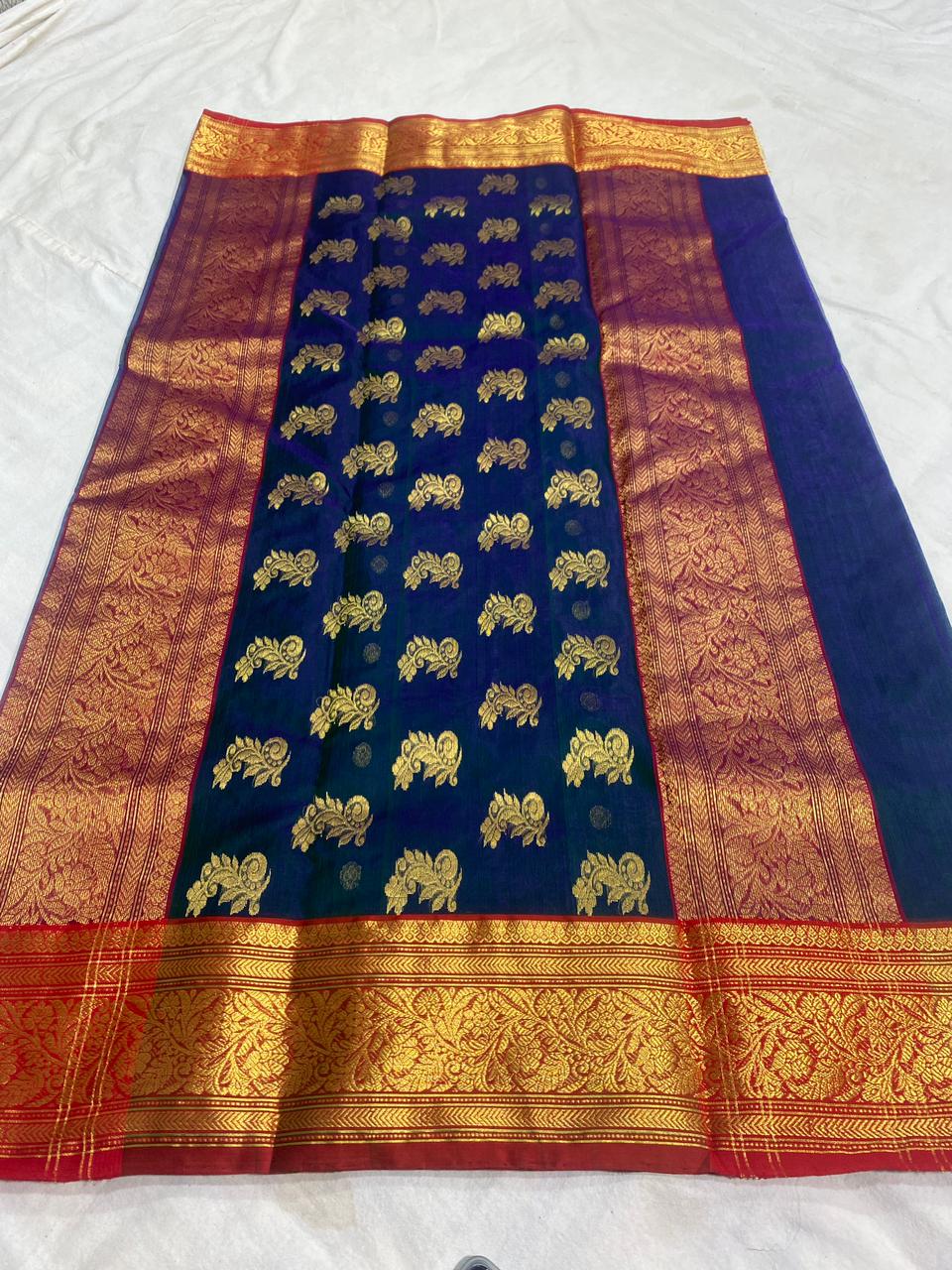 Handwoven Green Green Vogue Color Organza Chanderi Katan Silk Saree - Authentic Chanderi silk sarees Chanderi Saree - View 2