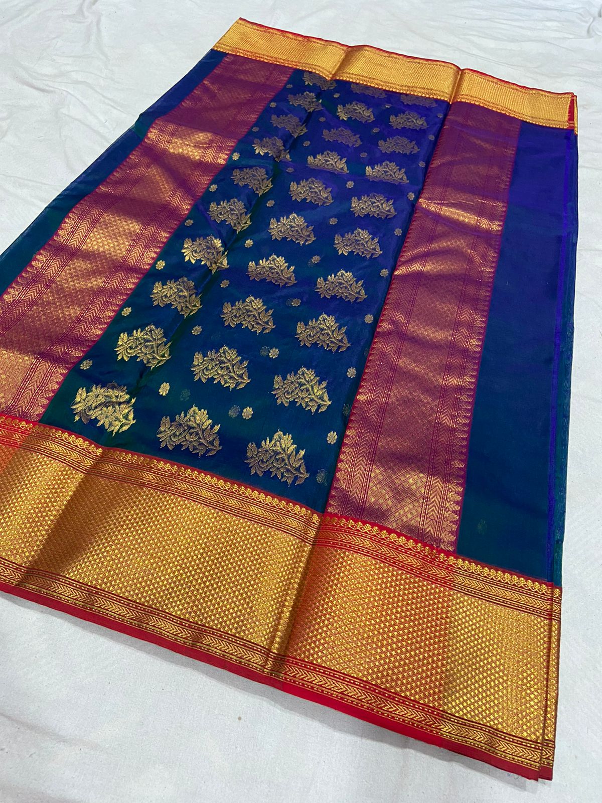 Handwoven Green Green Vogue Color Organza Chanderi Katan Silk Saree - Authentic Chanderi silk sarees Chanderi Saree - View 2