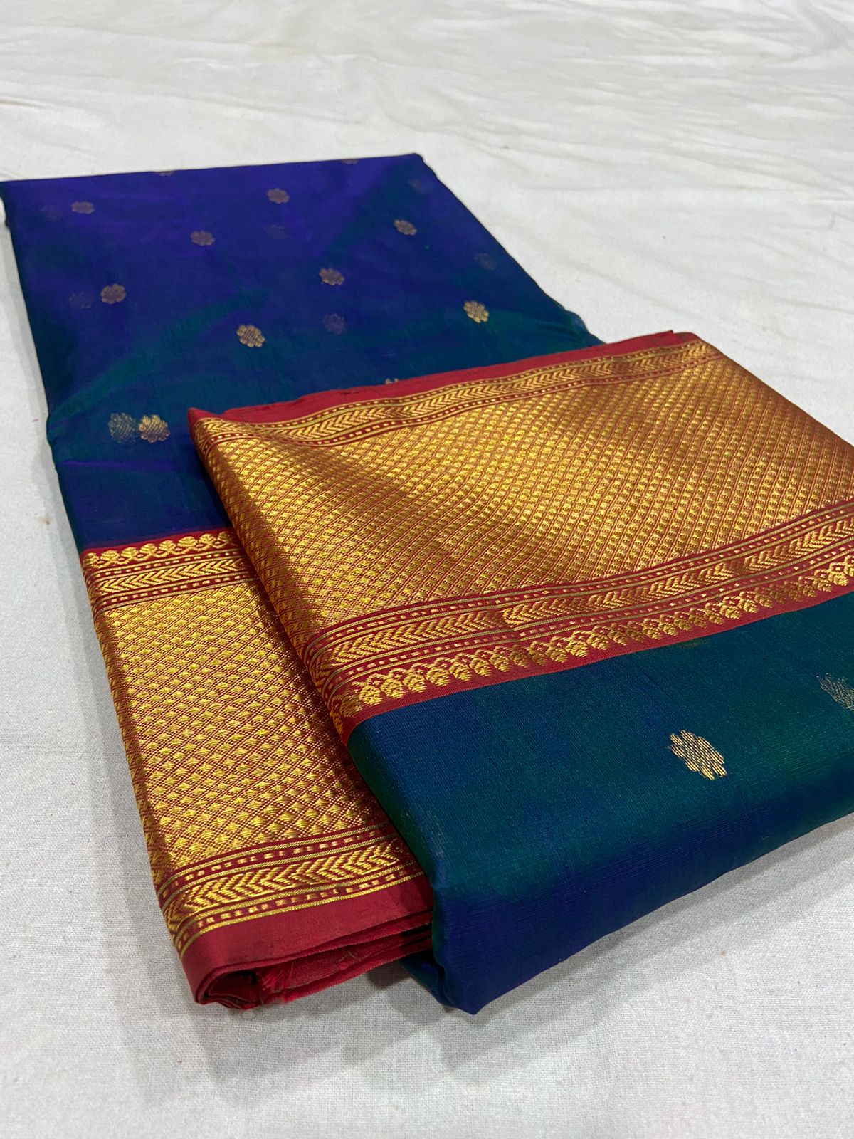 Handwoven Green Green Vogue Color Organza Chanderi Katan Silk Saree - Authentic Chanderi silk sarees Chanderi Saree - View 3