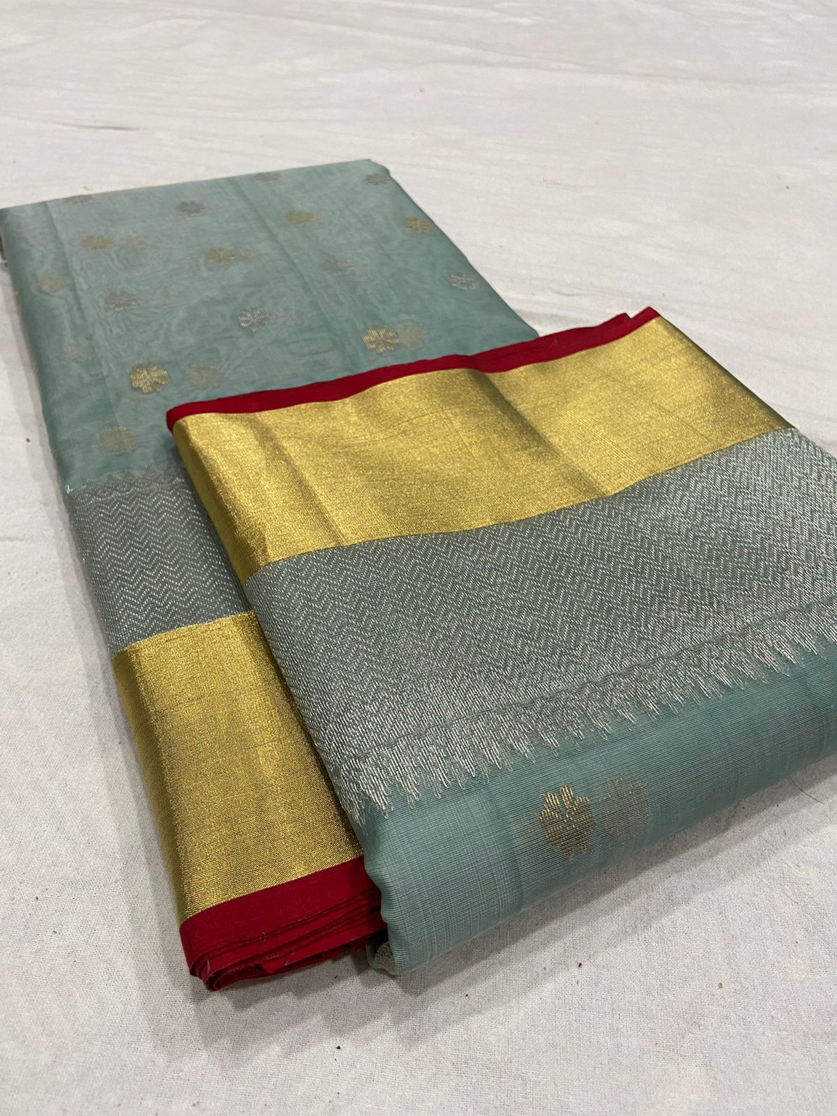 Handwoven Gumbo Color Organza Chanderi Katan Silk Saree - Authentic Chanderi silk sarees Chanderi Saree - View 3
